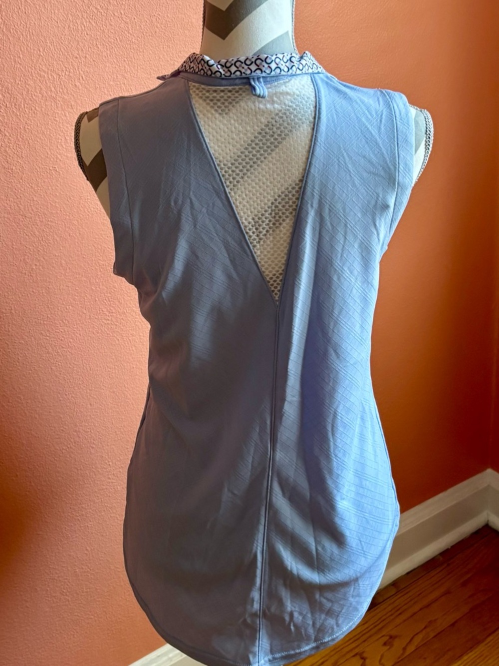 Kerrits Light Blue Sleeveless Polo with Printed Collar - Picture 4 of 6
